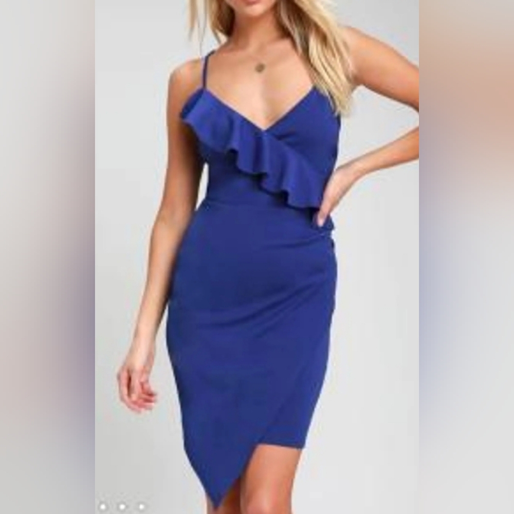 Lulu's One Shoulder Blue Dress